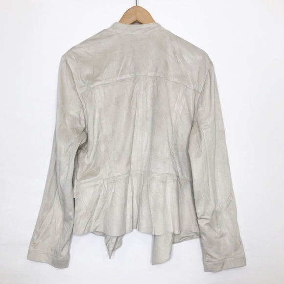 INC International concepts, tan faux suede Open closure waterfall jacket - Picture 5 of 10